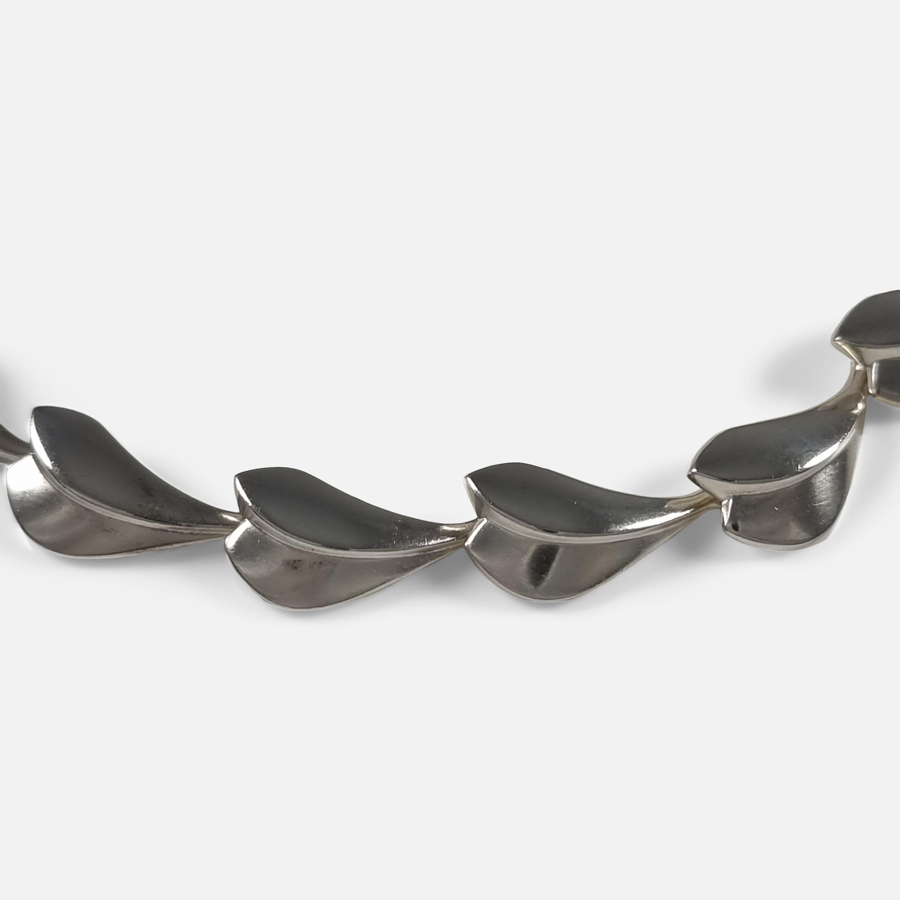 Georg Jensen Sterling Silver Lotus Necklace, Per Hertz For Sale 3