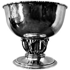 Antique Georg Jensen Sterling Silver "Louvre" Pedestal Bowl