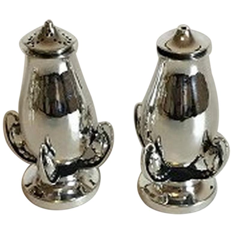 Georg Jensen Sterling Silver Magnolia Salt and Pepper Shakers No 2B