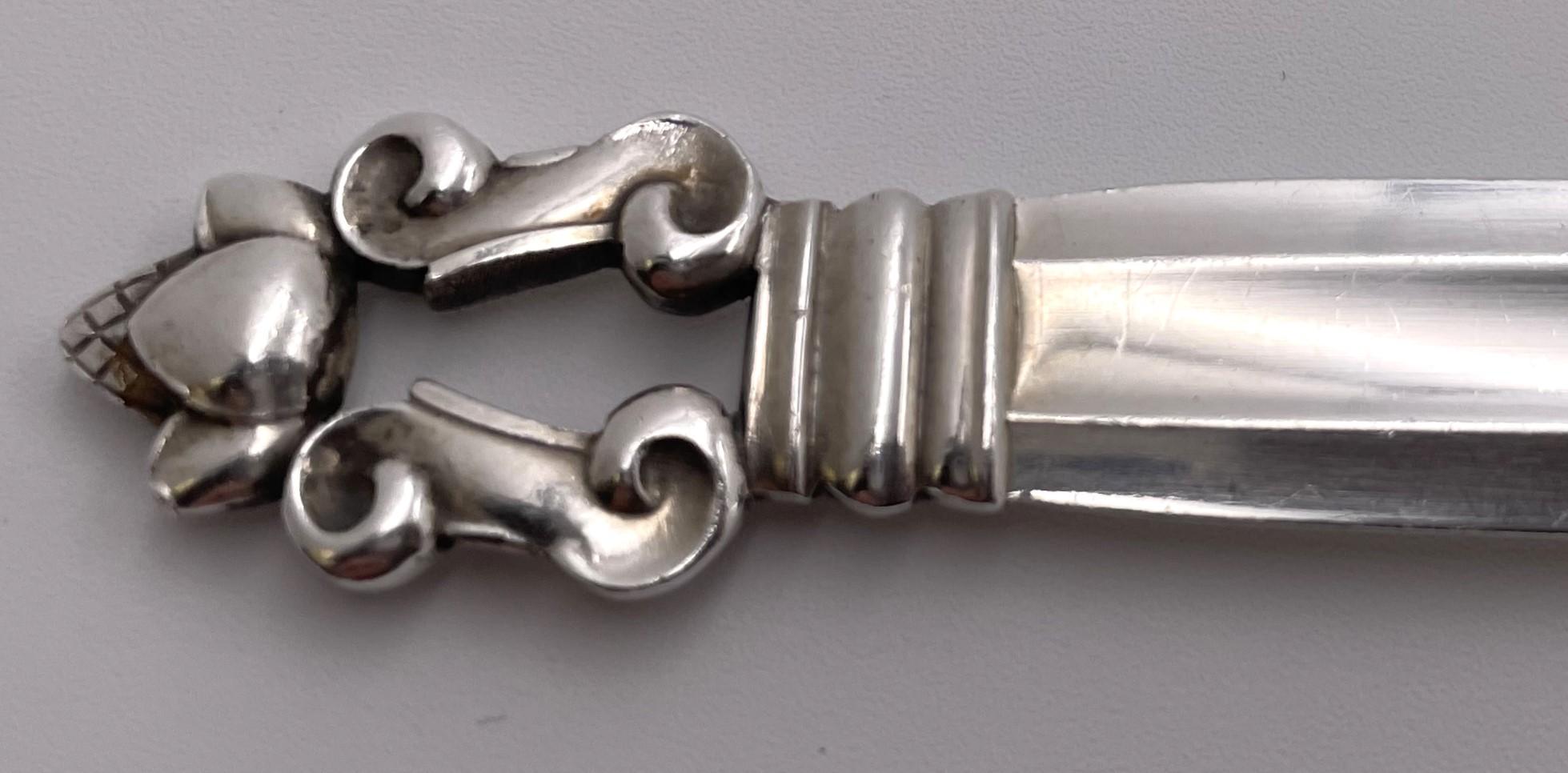 Danish Georg Jensen Sterling Silver Mashed Potato Spoon in Acorn Pattern For Sale