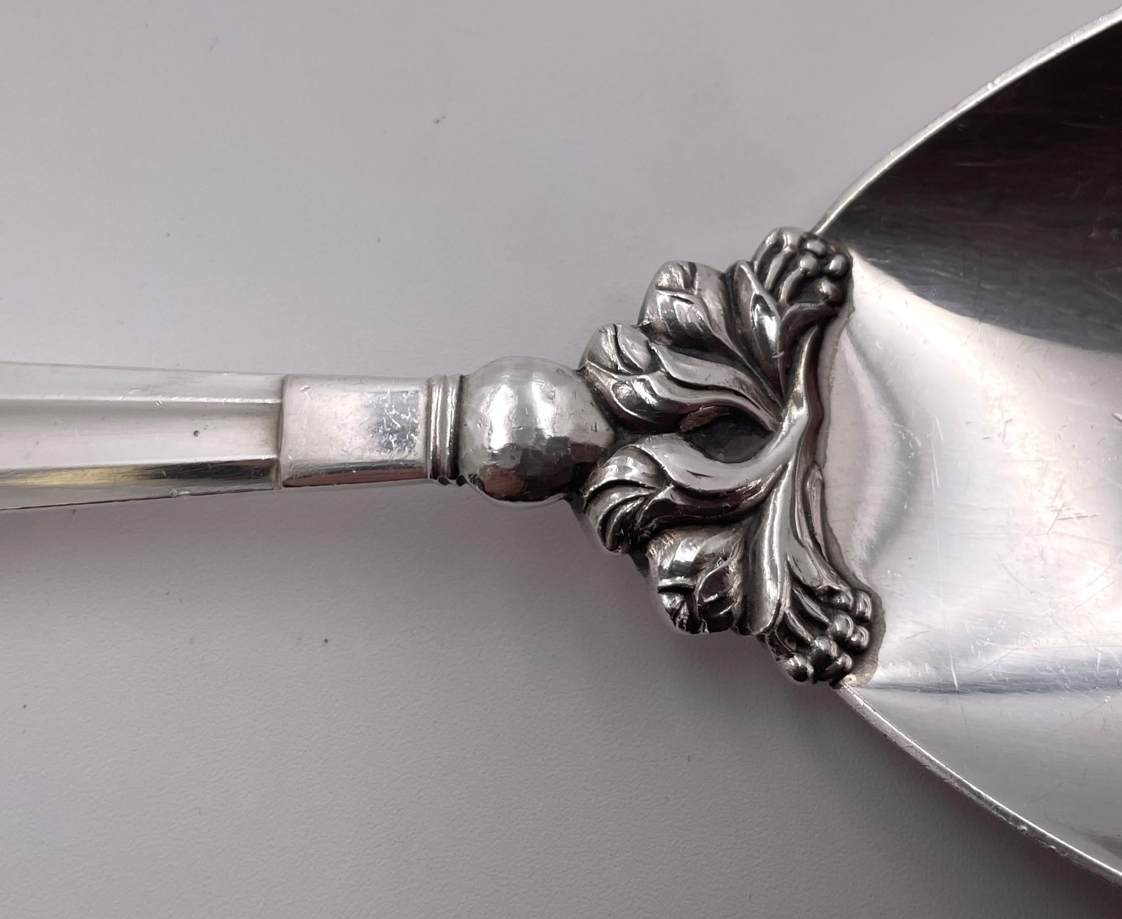 Georg Jensen Sterling Silver Mashed Potato Spoon in Acorn Pattern In Good Condition For Sale In New York, NY