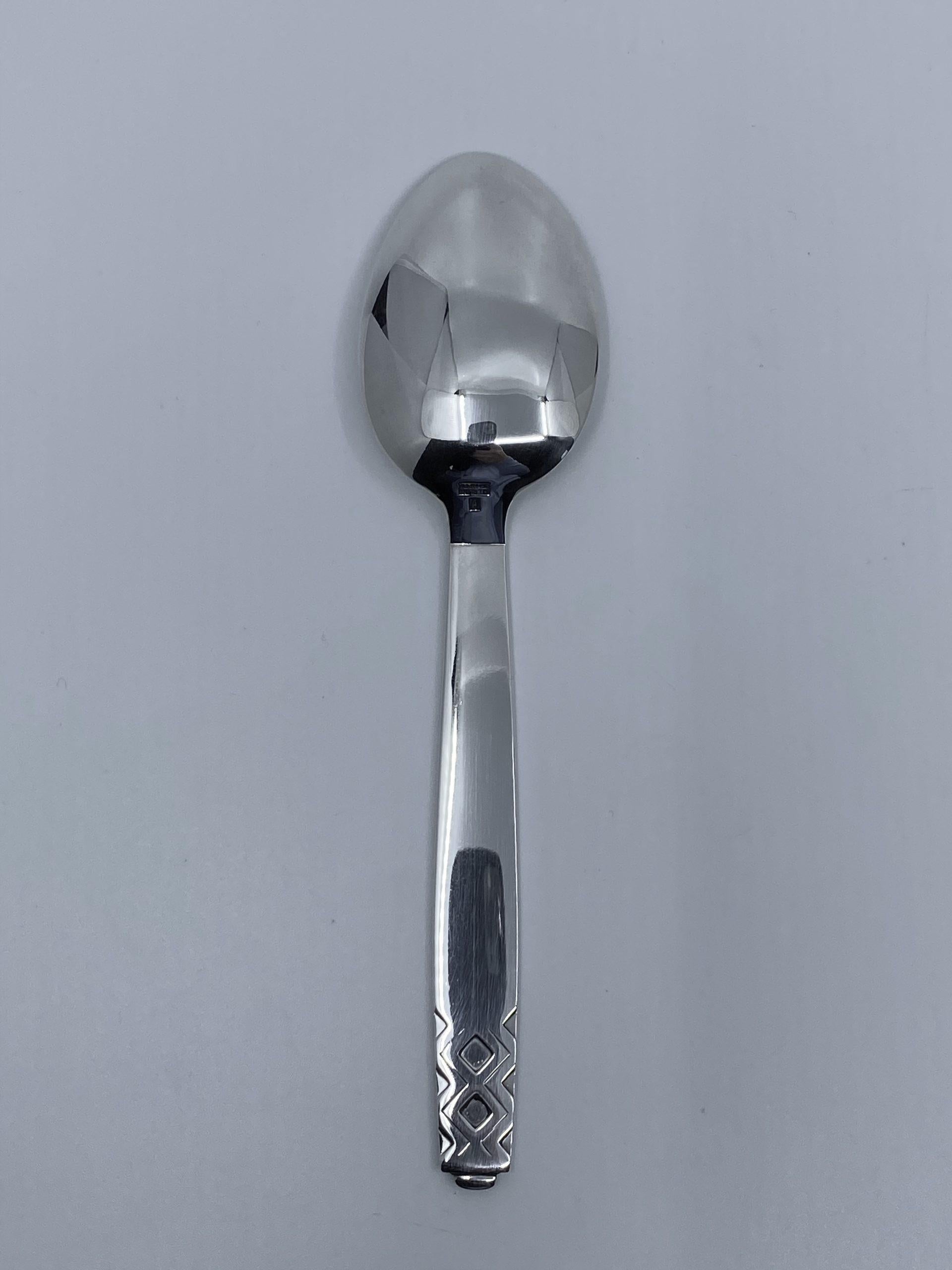 Art Deco Georg Jensen Sterling Silver Mayan Dessert Spoon 021 For Sale