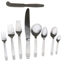 Georg Jensen Sterling Silver "Mayan" Flatware Service for 12 '123 Pieces'