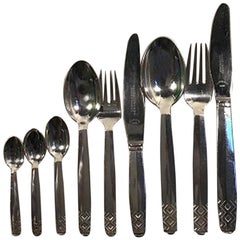 Georg Jensen Sterling Silver Mayan Set for 12 People, 107 Pieces