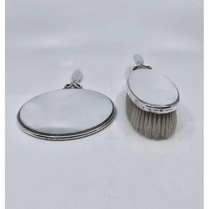Polished Georg Jensen Sterling Silver Mirror and Brush 172 For Sale