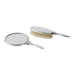 Vintage Georg Jensen Sterling Silver Mirror and Brush 172