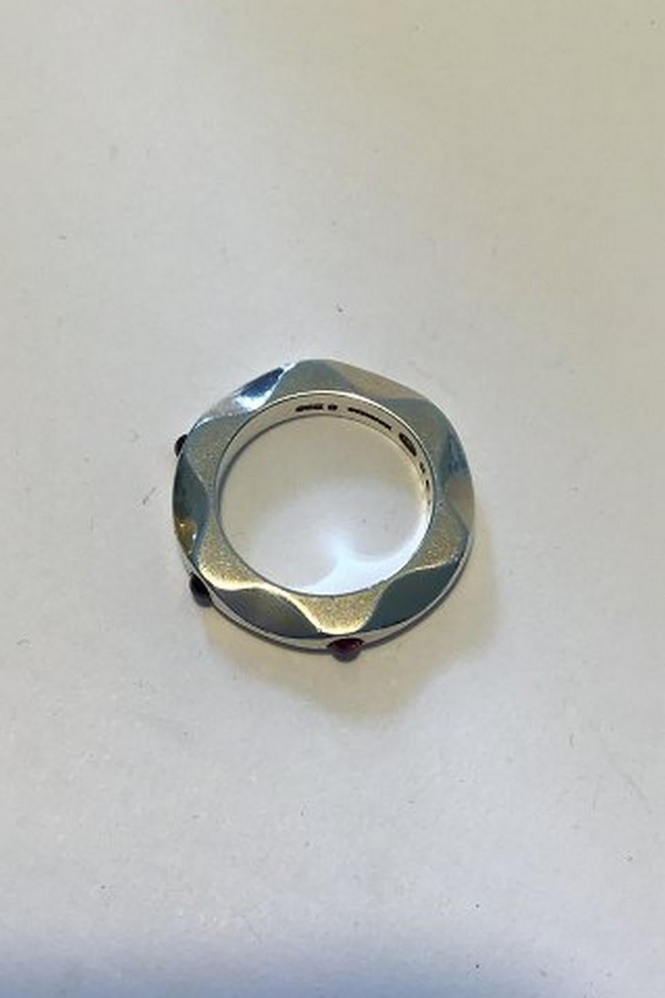 Georg Jensen Sterling Silver Mirror Ring No 261 Amethyst Ring Size 53 /US 6½