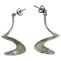 Georg Jensen Sterling Silver Mobius Drop Earrings No 370 Torun