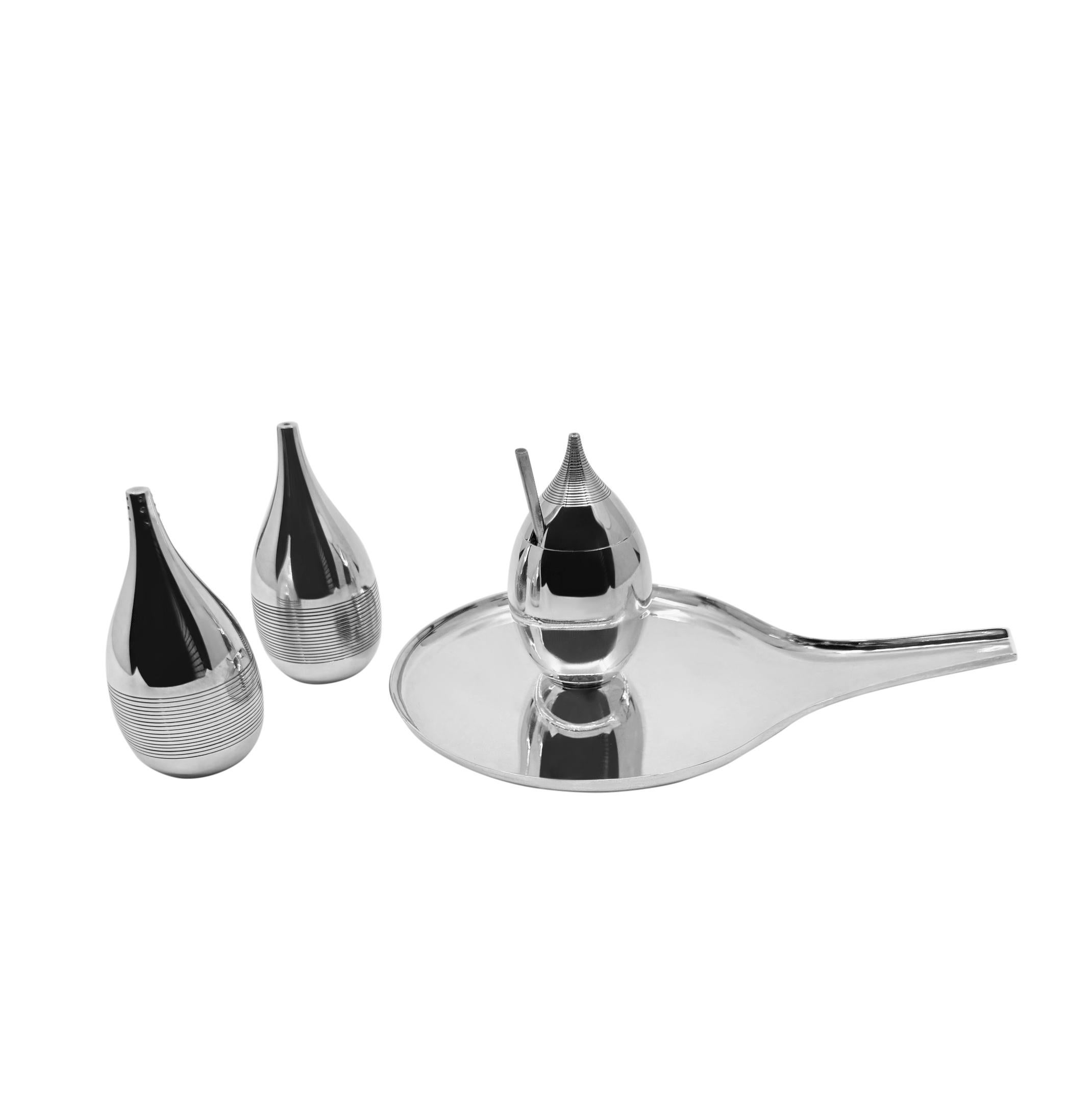 Mid-Century Modern Georg Jensen Sterling Silver Modern Cruet Set 996 For Sale