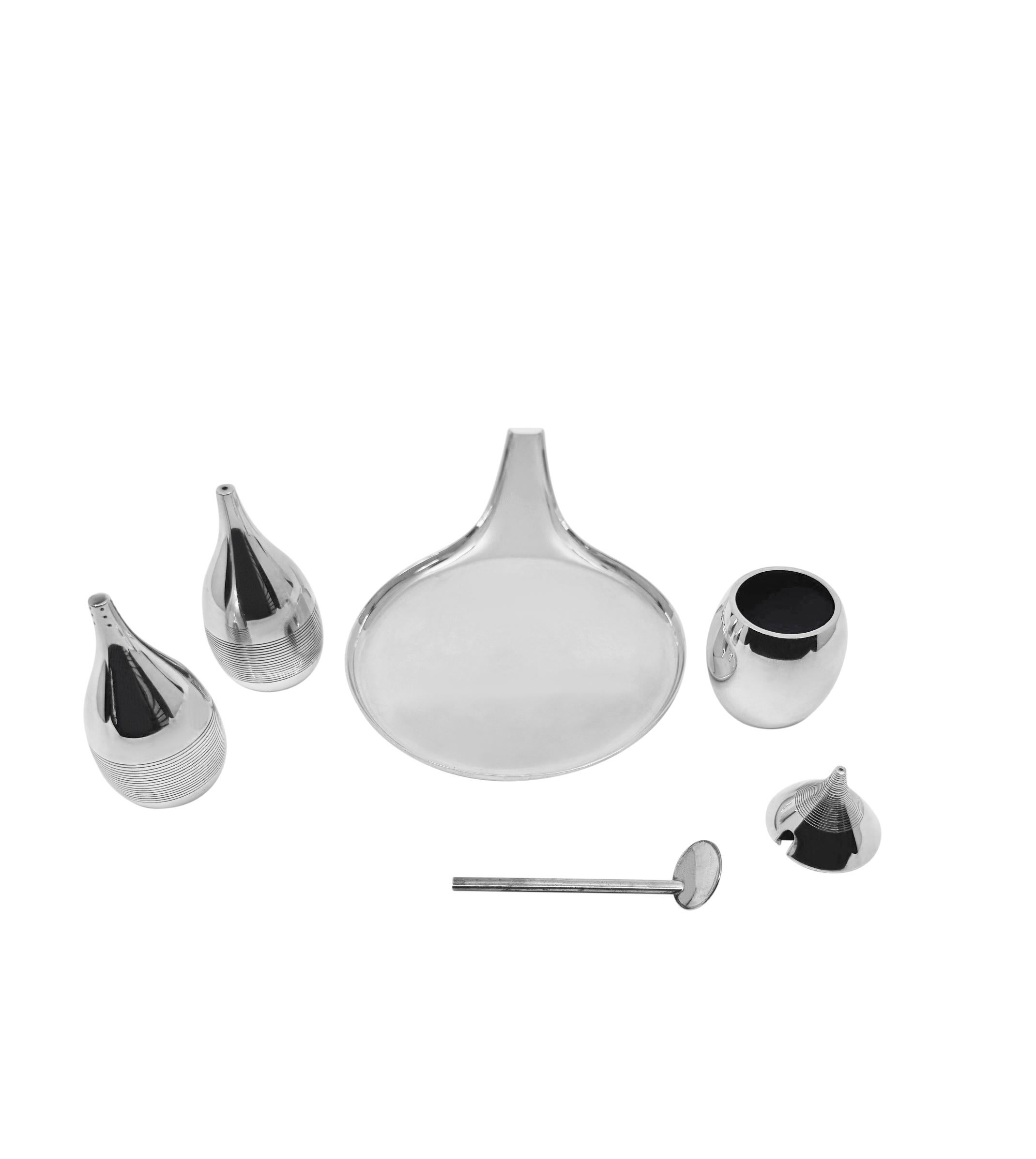 Danish Georg Jensen Sterling Silver Modern Cruet Set 996 For Sale