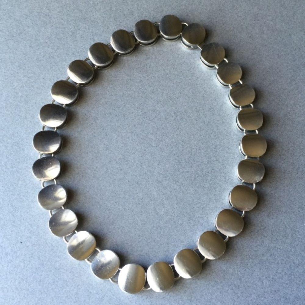 Georg Jensen Sterling Silver Modern Necklace No. 124 by Nanna Ditzel In Good Condition For Sale In Big Bend, WI