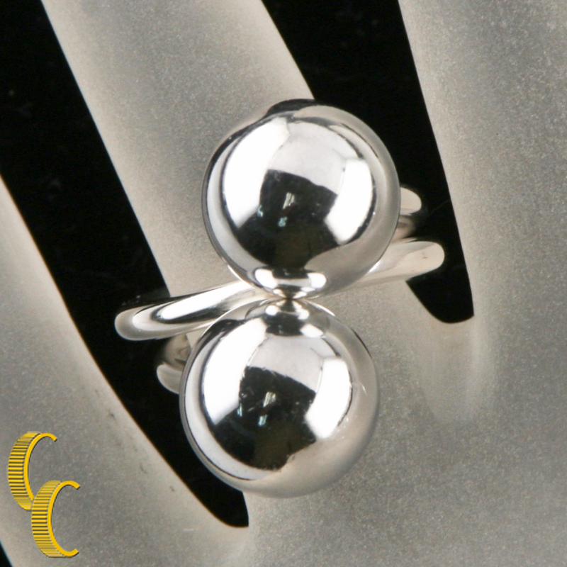 Georg Jensen Sterling Silver Modernist Ball Ring Designed by Bent Knudsen In Good Condition For Sale In Van Nuys, CA