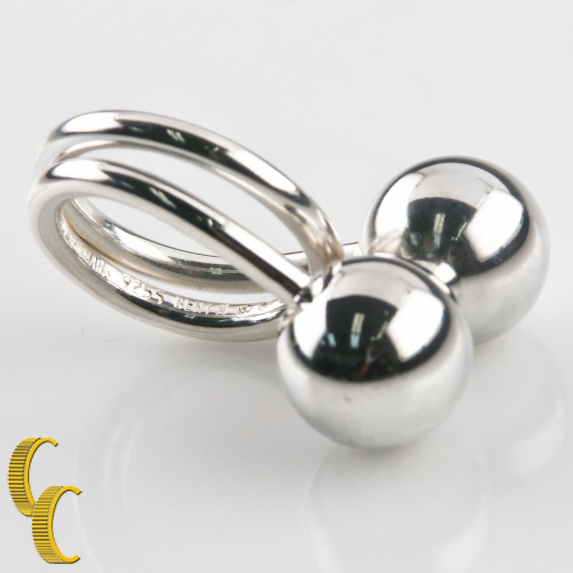 Women's or Men's Georg Jensen Sterling Silver Modernist Ball Ring Designed by Bent Knudsen For Sale