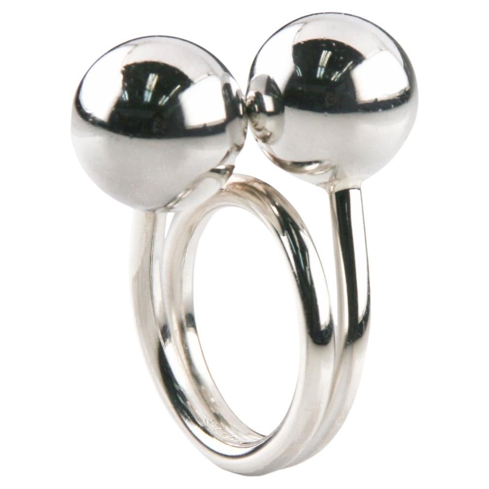 Georg Jensen Sterling Silver Modernist Ball Ring Designed by Bent Knudsen