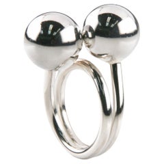 Georg Jensen Sterling Silver Modernist Ball Ring Designed by Bent Knudsen