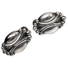 Georg Jensen Sterling Silver Moonlight Blossom Screwback Earrings #55