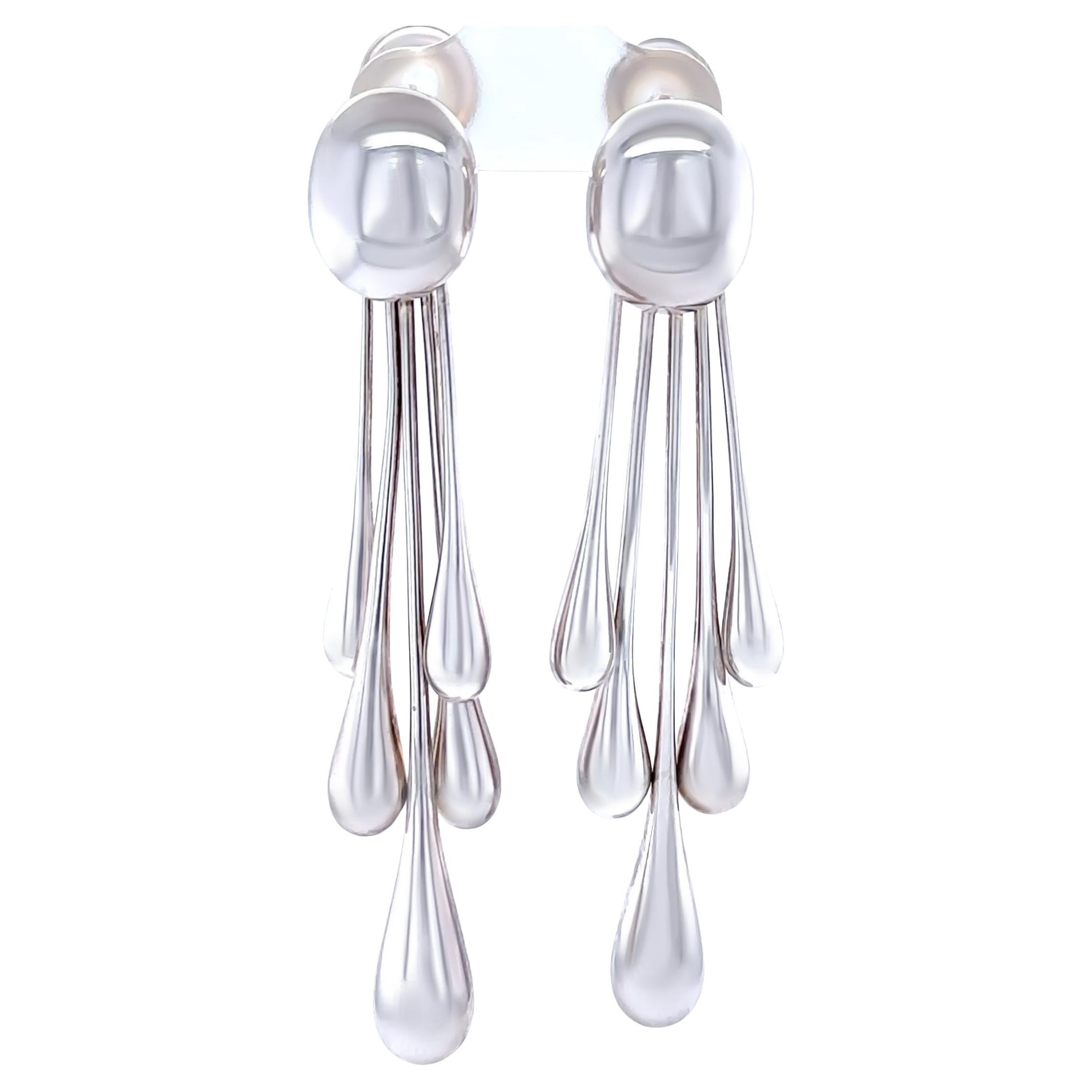 Orecchini a goccia multipli in argento Georg Jensen di Astrid Fog in vendita