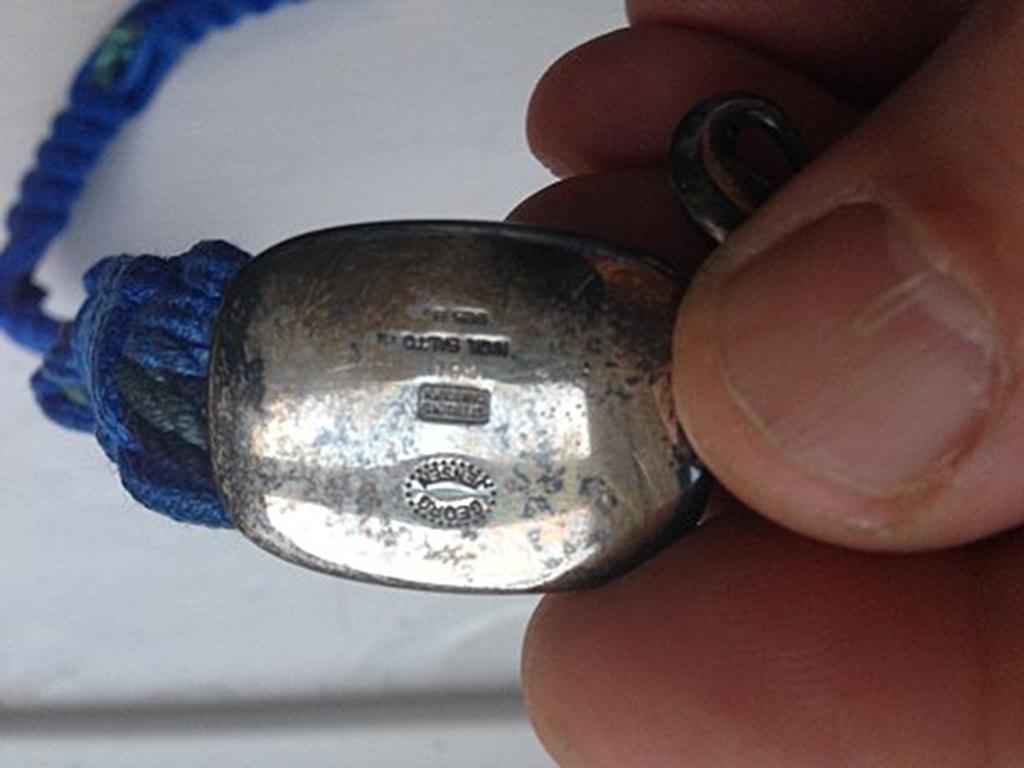 Georg Jensen Sterling Silver Naja Salto Belts in blue.   Belt measures 90 cm, weighs 82 g / 2,80 oz. 