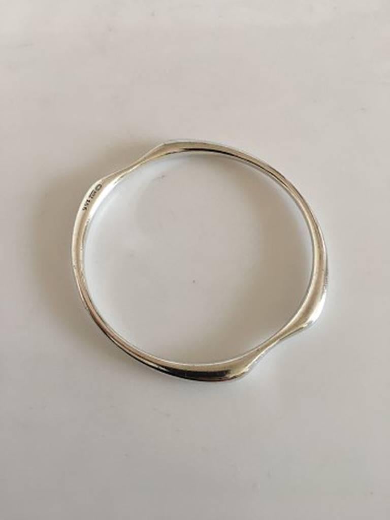Georg Jensen Sterling Silver Nanna Ditzel Bracelet #155. Inner diameter on 6.7 cm / 2 41/64 in. Weighs 32 grams / 1.15 oz. From after 1945.