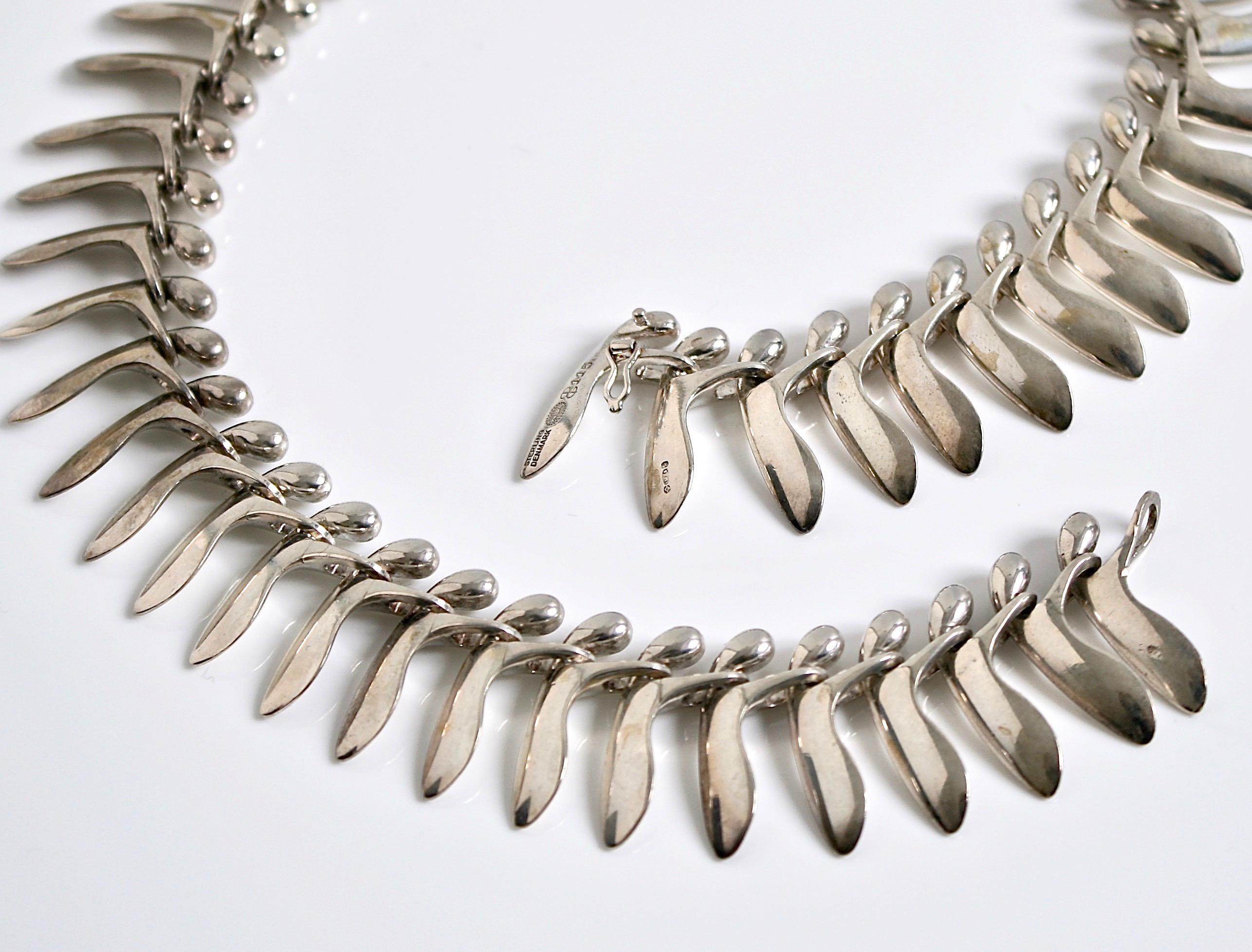 Modernist Georg Jensen Sterling Silver Necklace Designed by Bent Gabrielsen, circa 1953