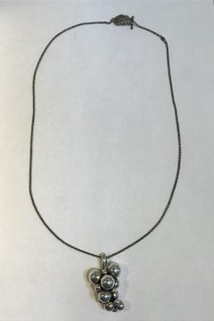 Georg Jensen Sterling Silver Necklace Moonlight Grape Pendent Large