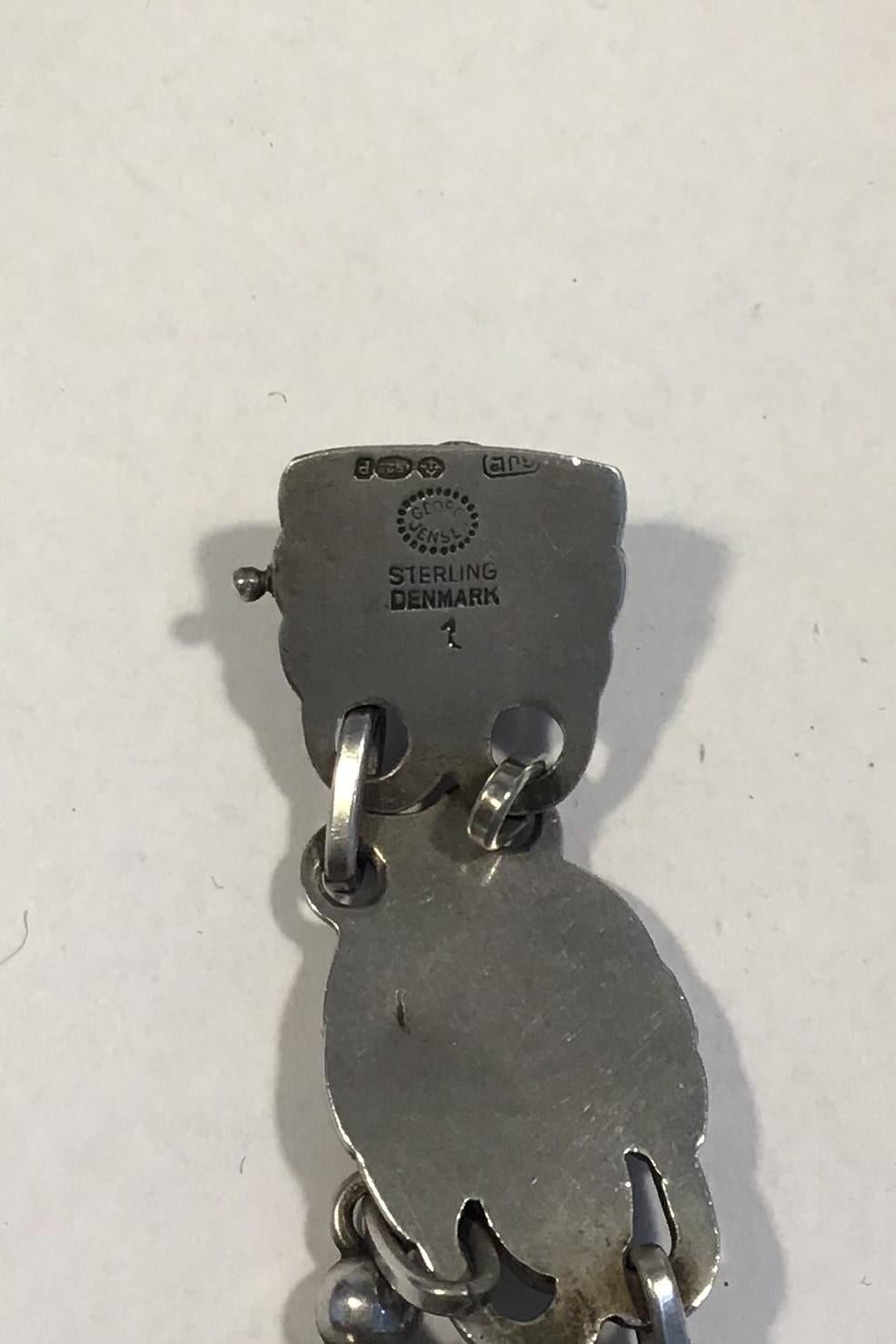 Georg Jensen Sterling Silver Necklace No 1 Amber and Chrysoprase In Good Condition In Copenhagen, DK