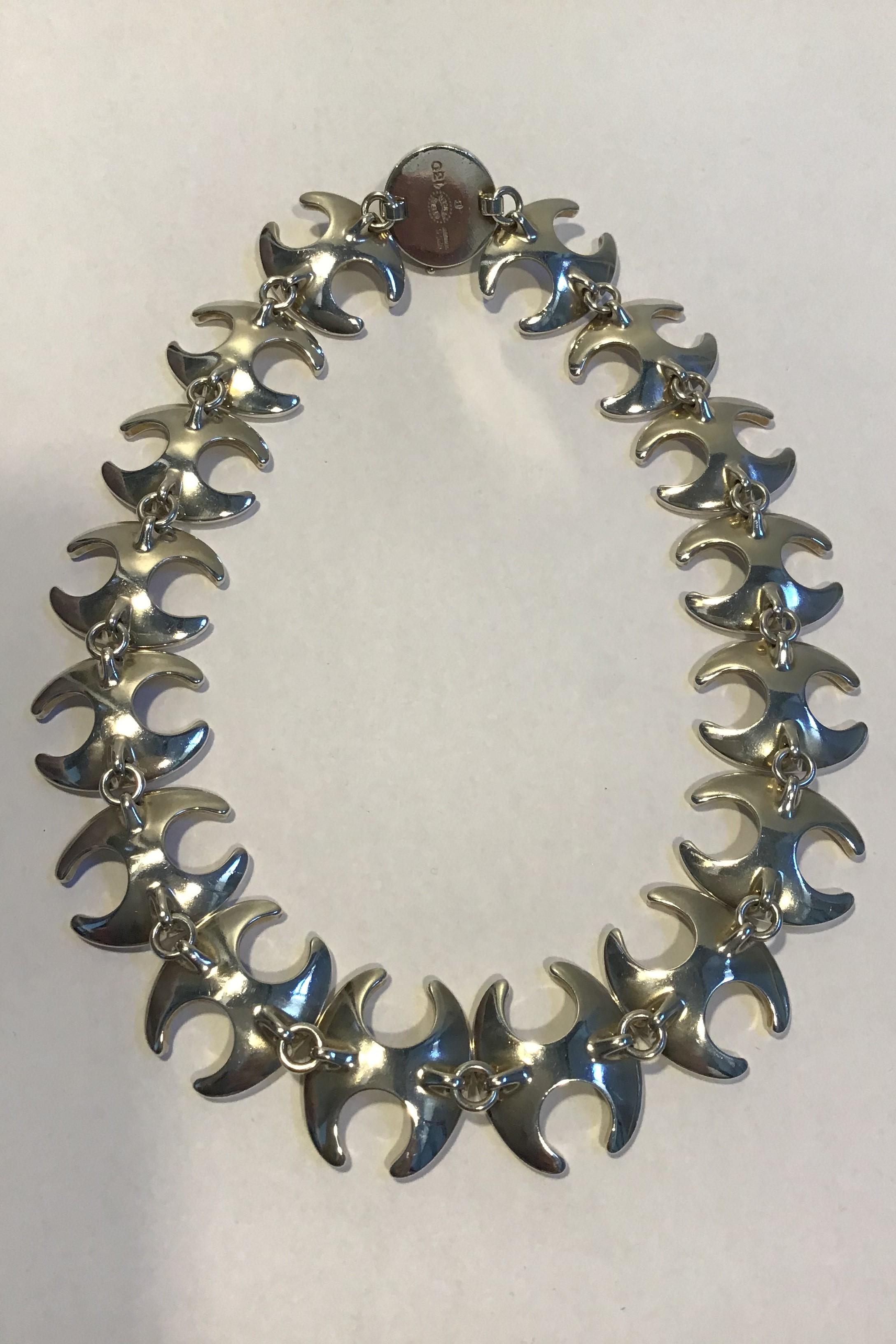 Modern Georg Jensen Sterling Silver Necklace No 130B Hematite For Sale