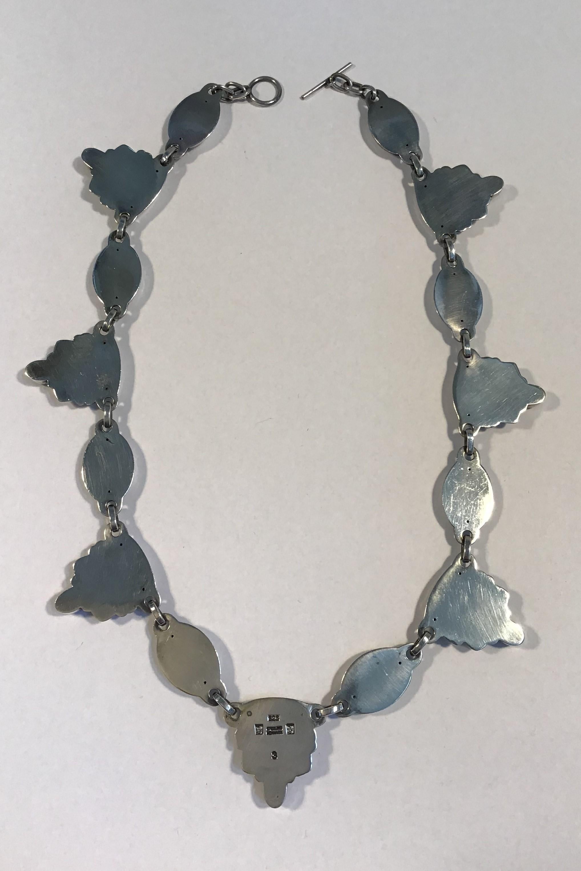 Georg Jensen Sterling Silver Necklace No. 3 Malachite In Good Condition For Sale In Copenhagen, DK
