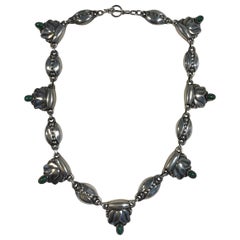 Georg Jensen Sterling Silver Necklace No. 3 Malachite