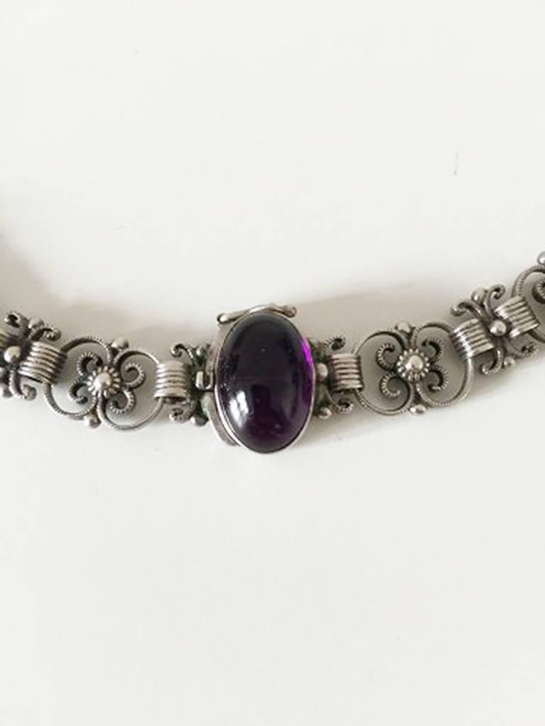 Georg Jensen Sterling Silver Necklace with Amethyst No 12 In New Condition In Copenhagen, DK