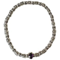 Georg Jensen Sterling Silver Necklace with Amethyst No 12
