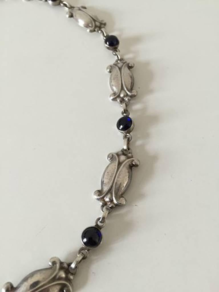 Georg Jensen Sterling Silver Necklace with Blue Stones No 15 In New Condition For Sale In Copenhagen, DK
