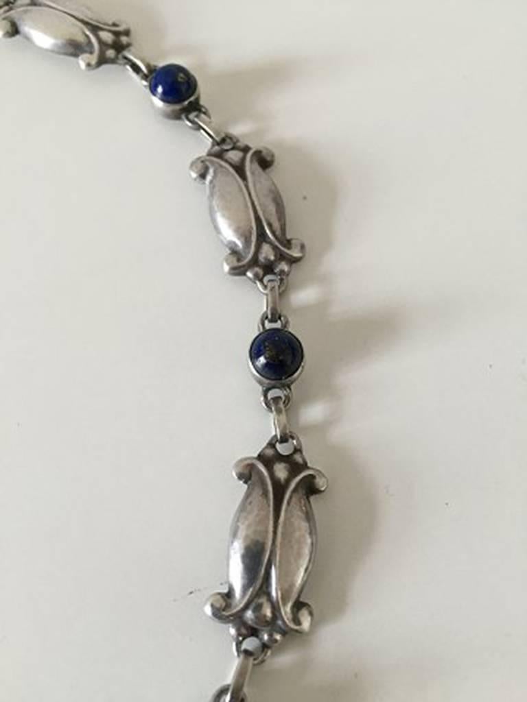 Women's Georg Jensen Sterling Silver Necklace with Lapis Lazuli No 15