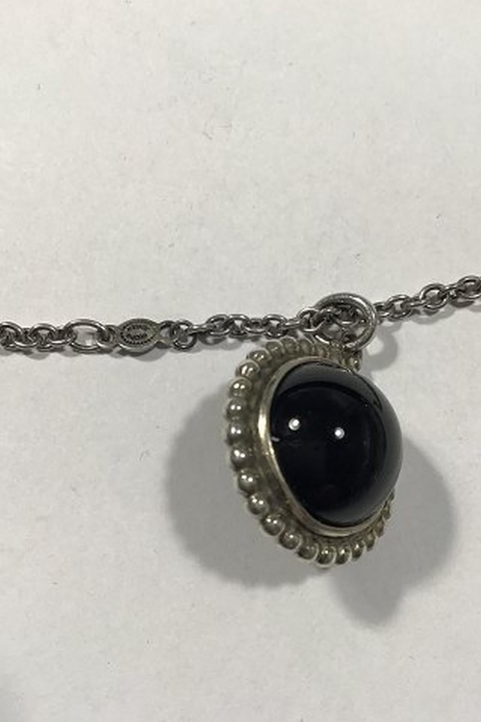 Bead Georg Jensen Sterling Silver Necklace with Moonlight Pendent, Black Agate