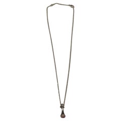 Vintage Georg Jensen Sterling Silver Necklace with Pendant No 453 Droplet Pink Quartz