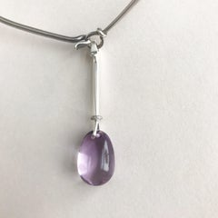Georg Jensen Sterling Silver Neckring No. 174 and "Dewdrop" Pendant w/ Amethyst