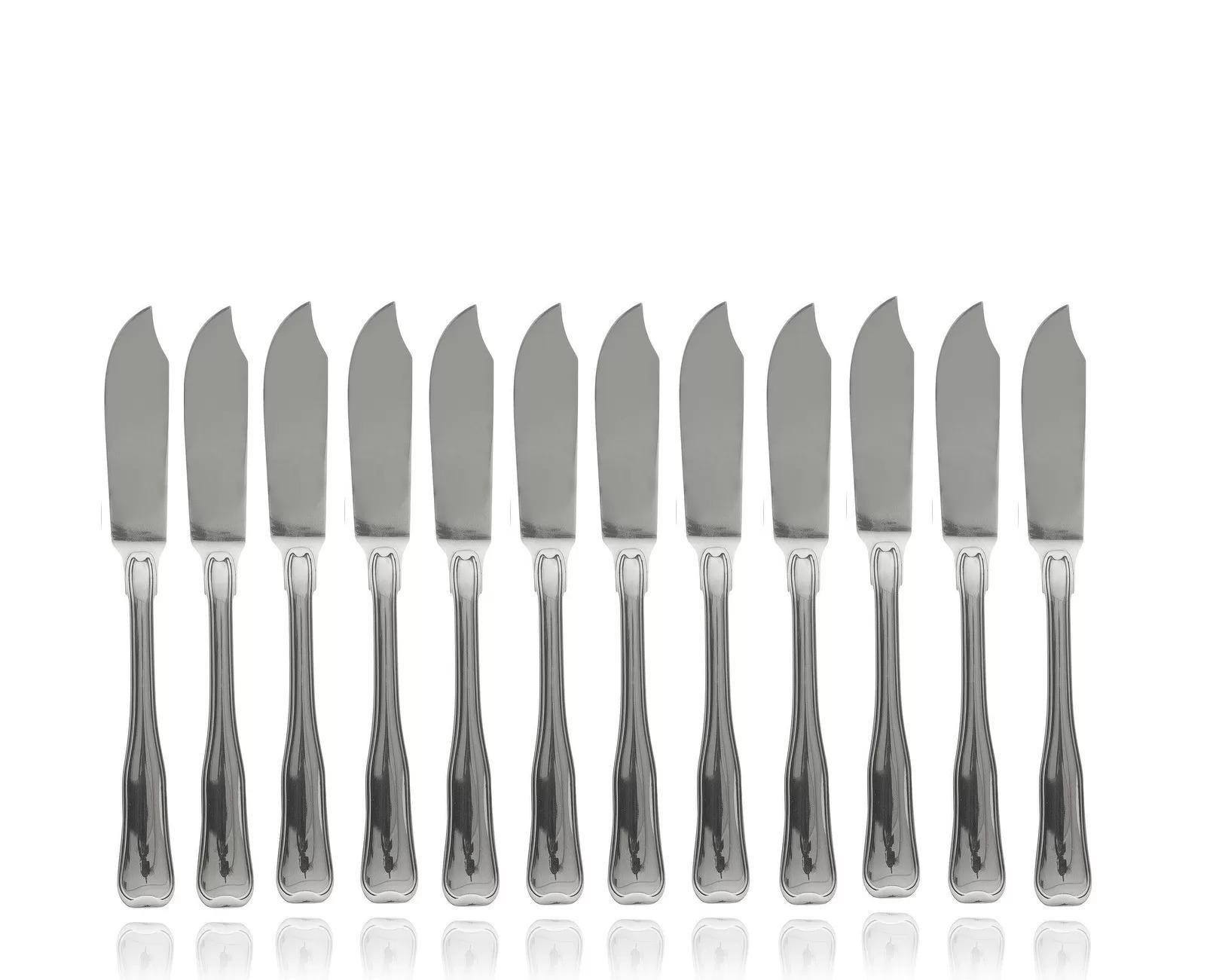 Art Déco Georg Jensen Sterling Silver Old Danish Fish Service for 12 in vendita