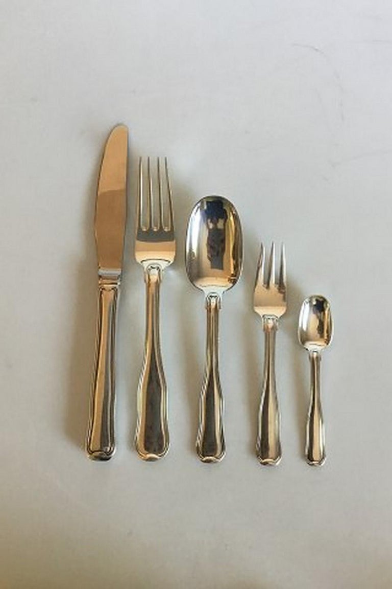 Jensen Sterling Silver Old Danish Flatware Set for 12 People, 60
