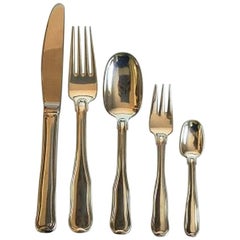 Georg Jensen Sterling Silver Old Danish Flatware Set for 12 People, 60 Pcs