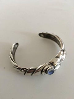 Georg Jensen Sterling Silver Ole Kortzau Bangle Bracelet No. 360 with Moonstone