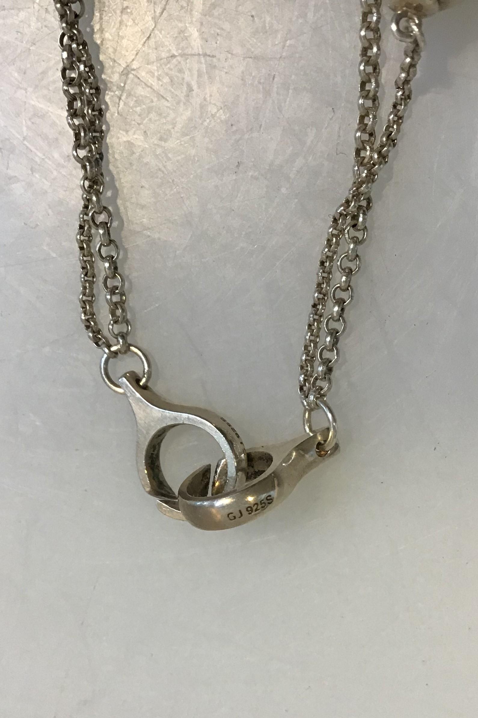 Georg Jensen Sterling Silver and Onyx 2-Strand Chain Bead Necklace In Good Condition In Copenhagen, DK