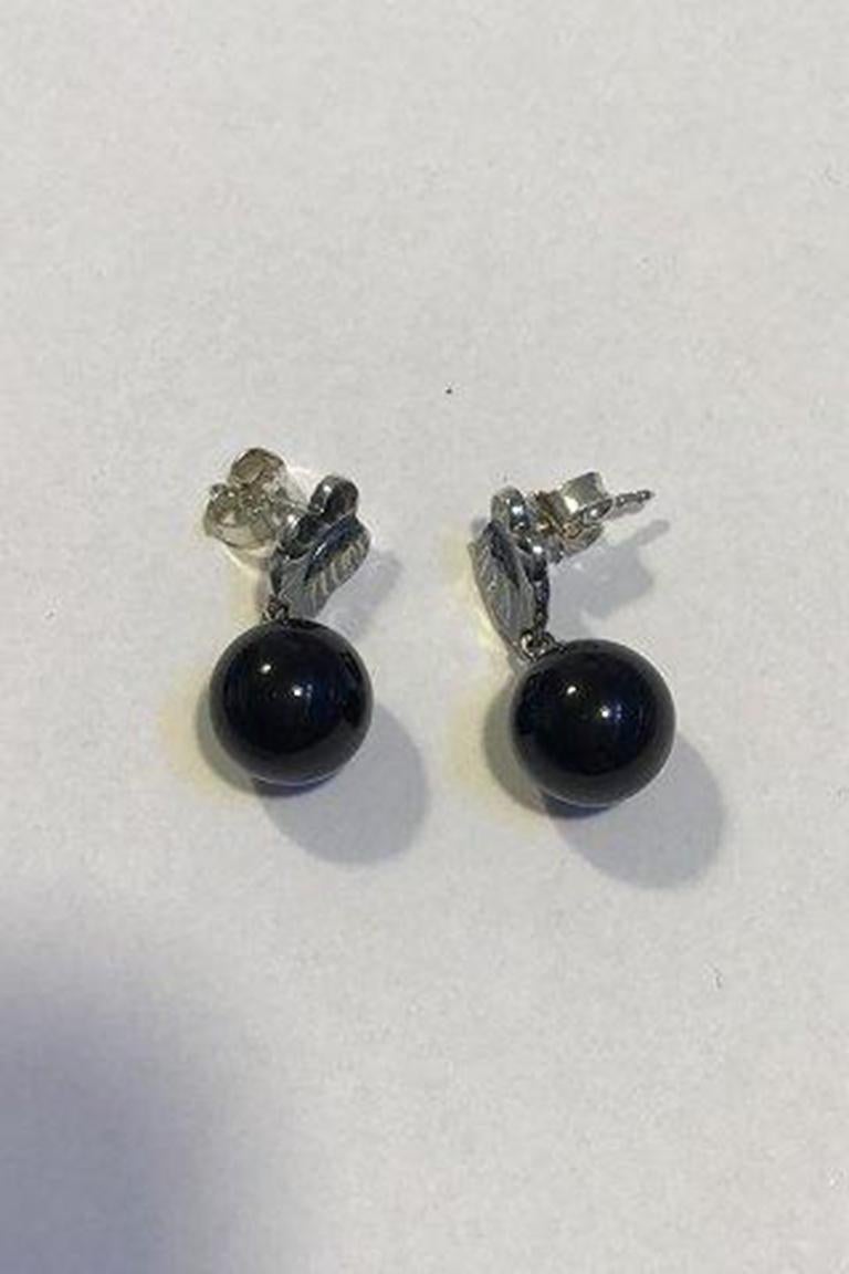 Georg Jensen Sterling Silver/Onyx Moonlight Grapes Earrings (Studs).

Measures 2.2 cm(0 55/64 in) Weight 5.1 gr/0.18 oz.