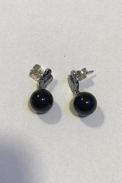 Georg Jensen Sterling Silver / Onyx Moonlight Grapes Earrings 'Studs'