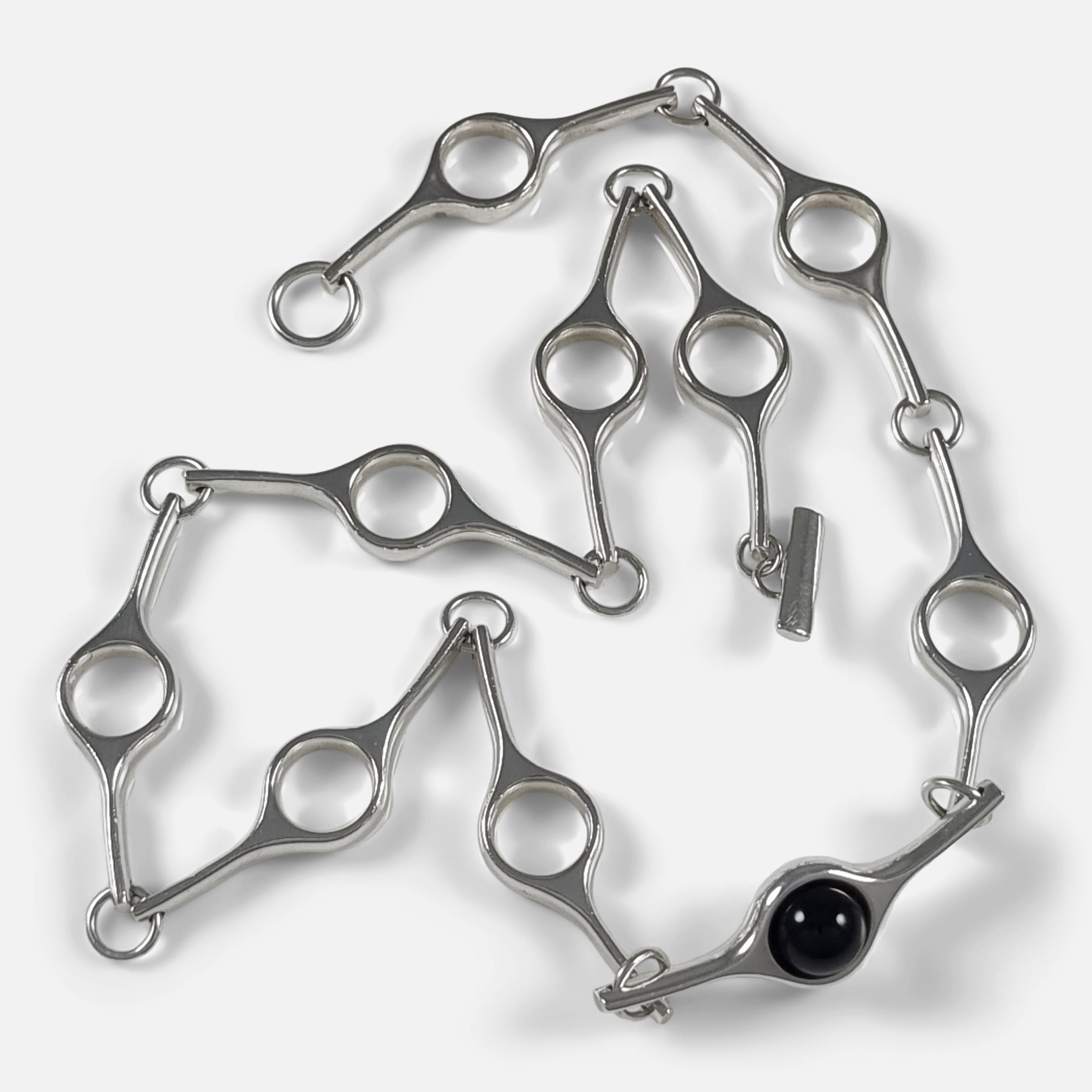 Georg Jensen Sterling Silver & Onyx Sphere Necklace, Regitze Overgaard For Sale 2