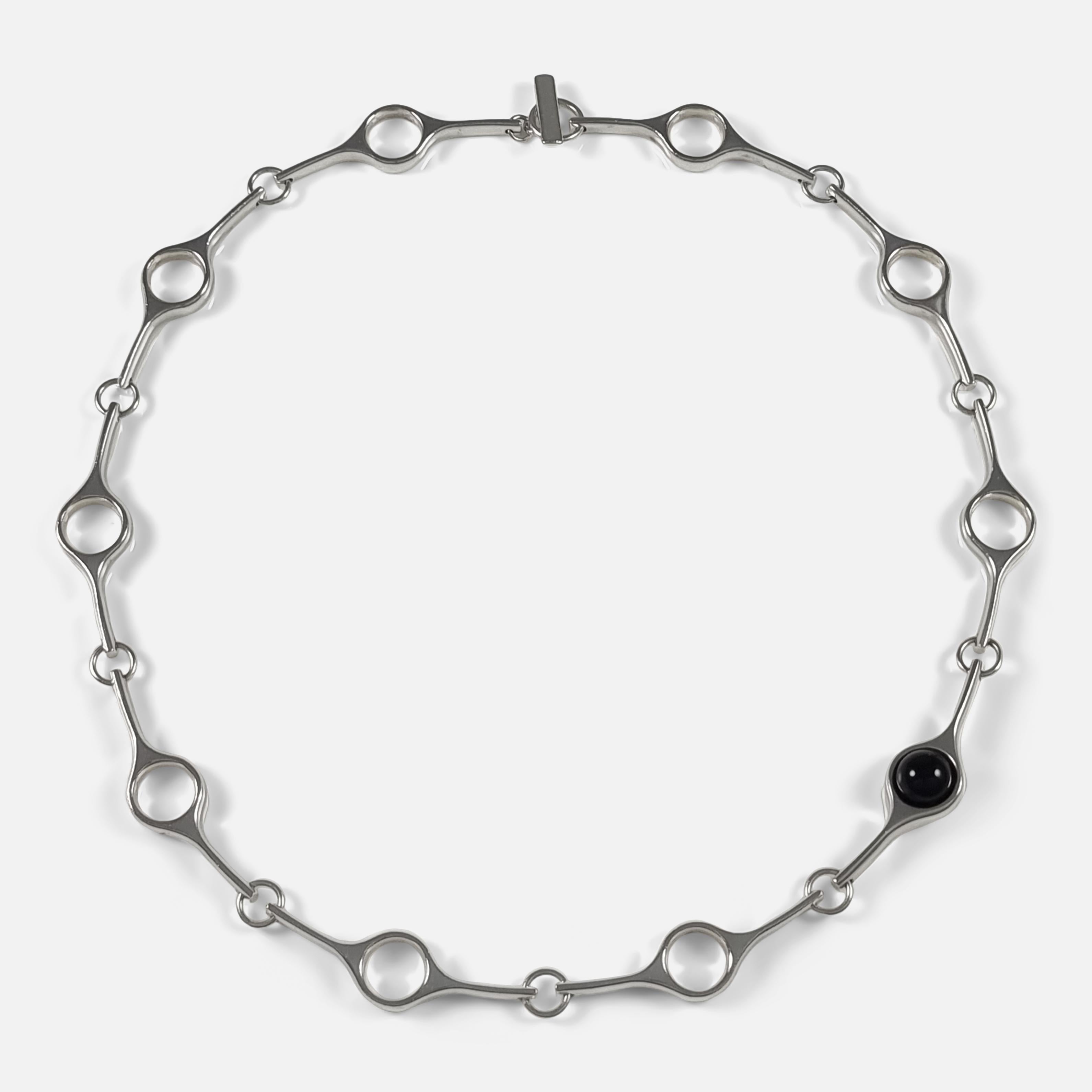 Georg Jensen Sterling Silver & Onyx Sphere Necklace, Regitze Overgaard For Sale 5