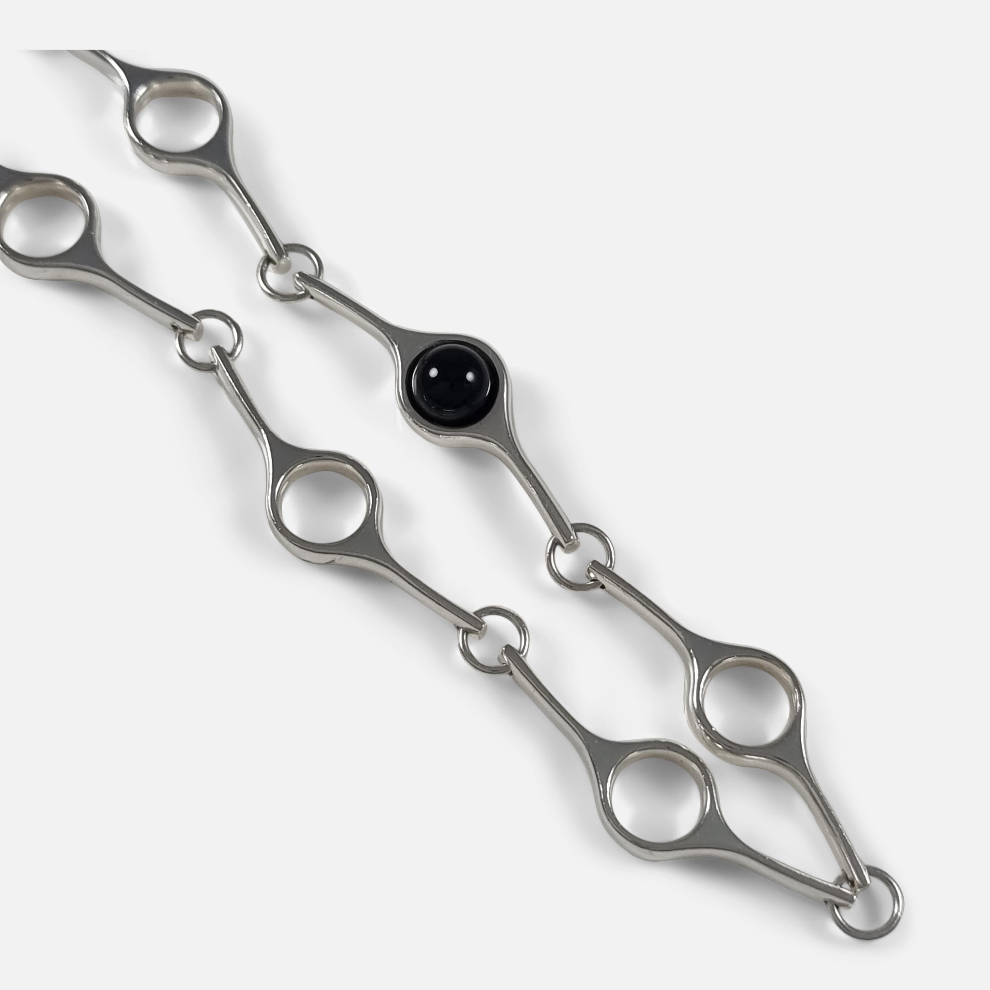 Cabochon Georg Jensen Sterling Silver & Onyx Sphere Necklace, Regitze Overgaard For Sale