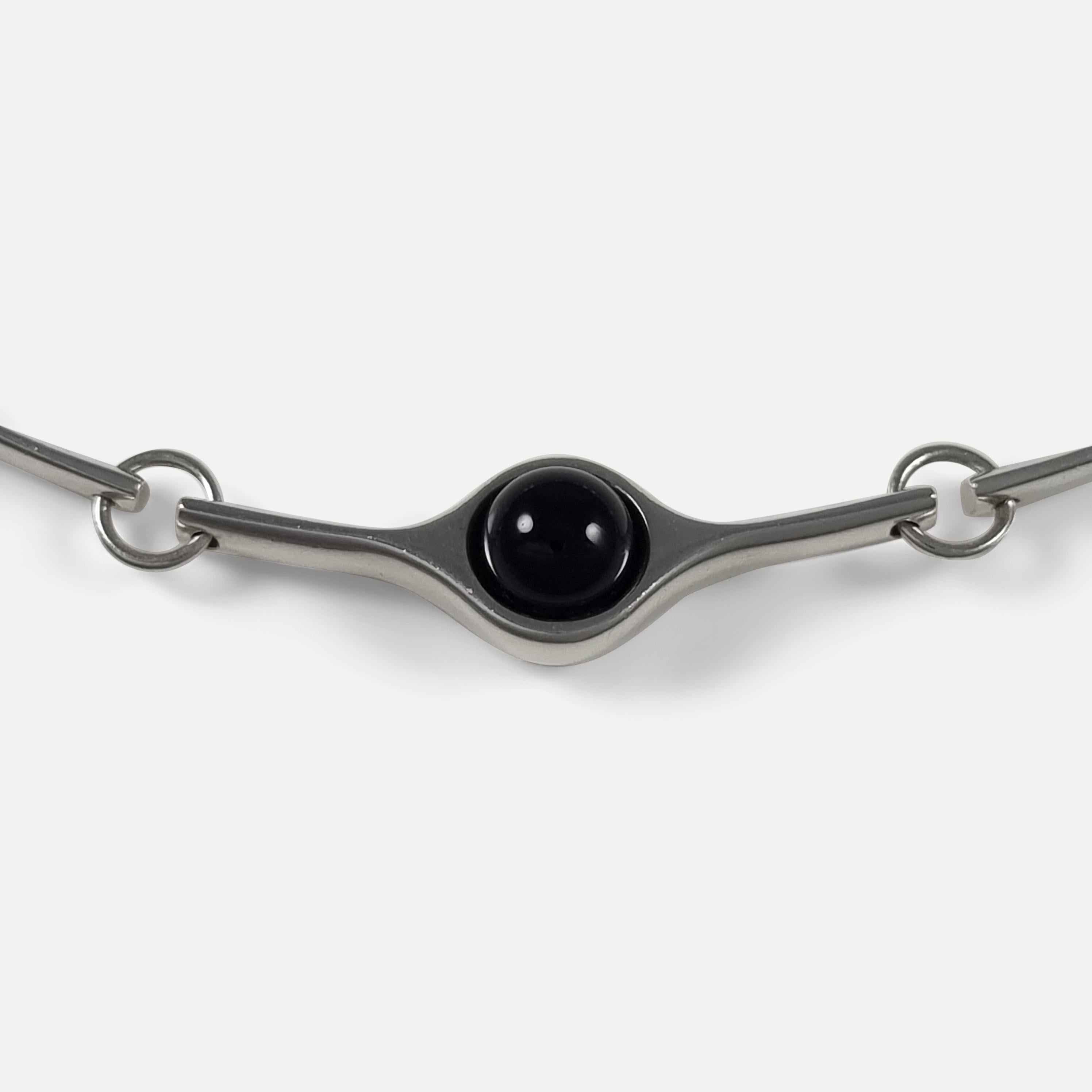 Georg Jensen Sterling Silver & Onyx Sphere Necklace, Regitze Overgaard In Good Condition For Sale In Glasgow, GB