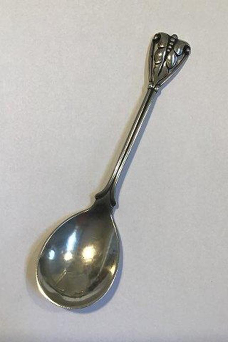 Jensen Sterling Silver Ornamental Compote Spoon No 53 For Sale at