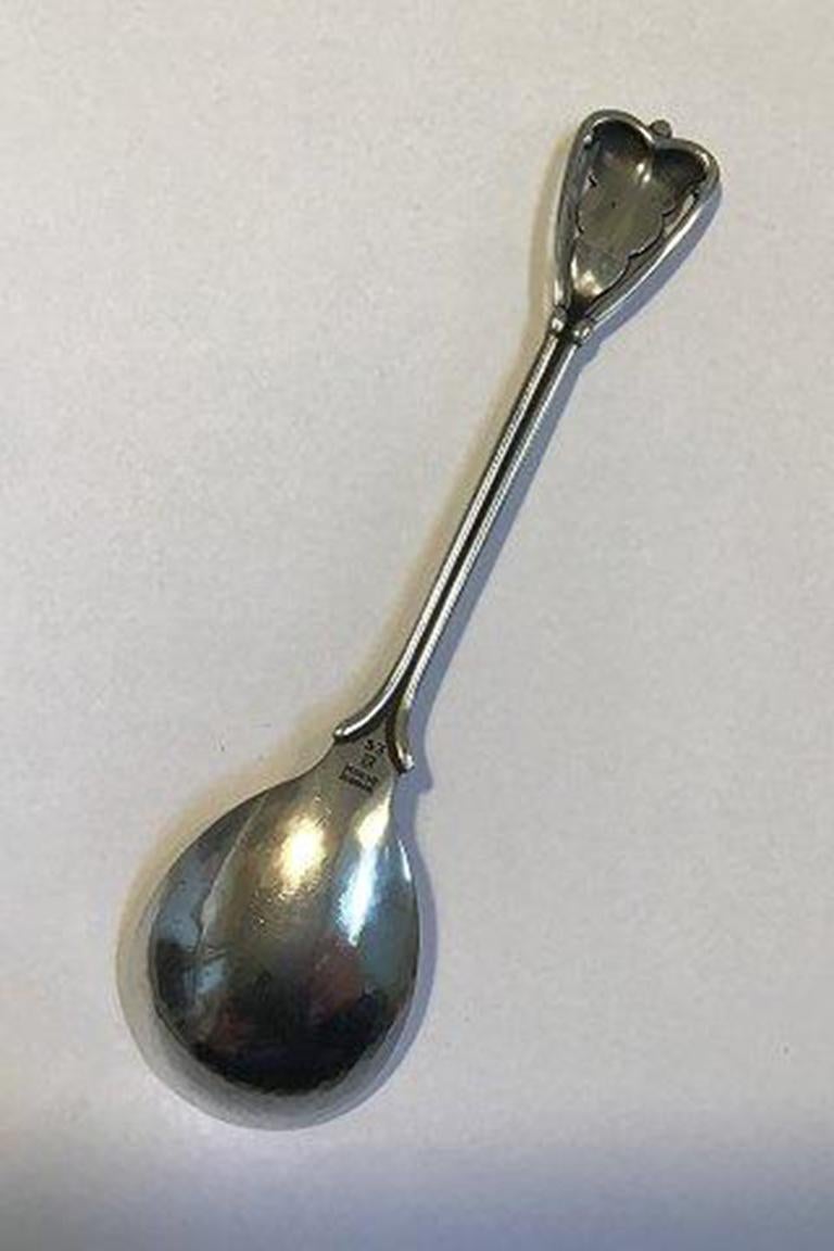 20th Century Georg Jensen Sterling Silver Ornamental Compote Spoon No 53 For Sale
