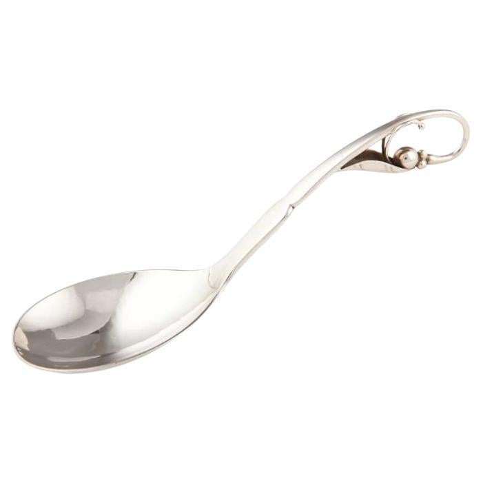 Georg Jensen Sterling Silver Ornamental Compote Spoon, Pattern 21 For Sale